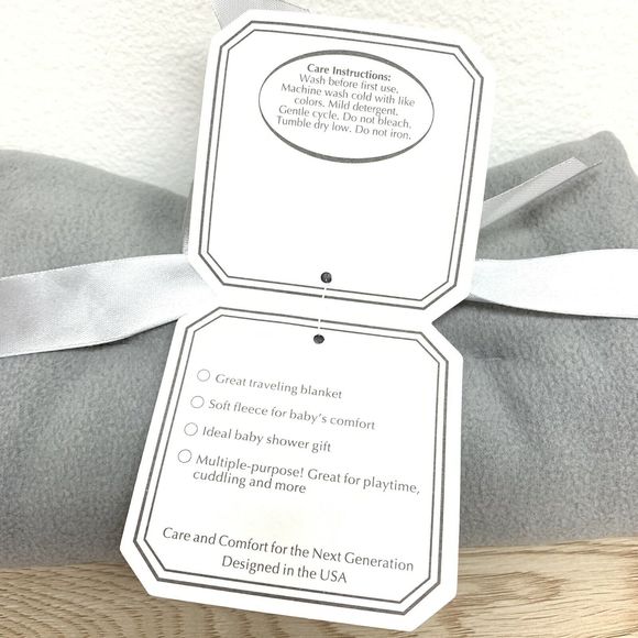 Soft Fleece Baby Blanket with Satin Trim Receiving Swaddle 30x30 Gray Cozy Gift‎ - Picture 6 of 7